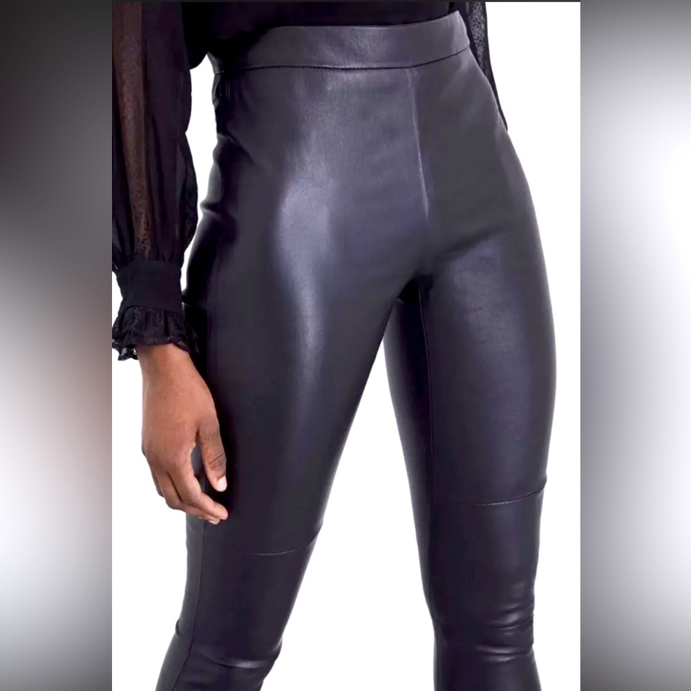 NEW Black real Lambskin leather Pants 2 Mid-rise DESIGNER KM 70% OFF $1100 NWT